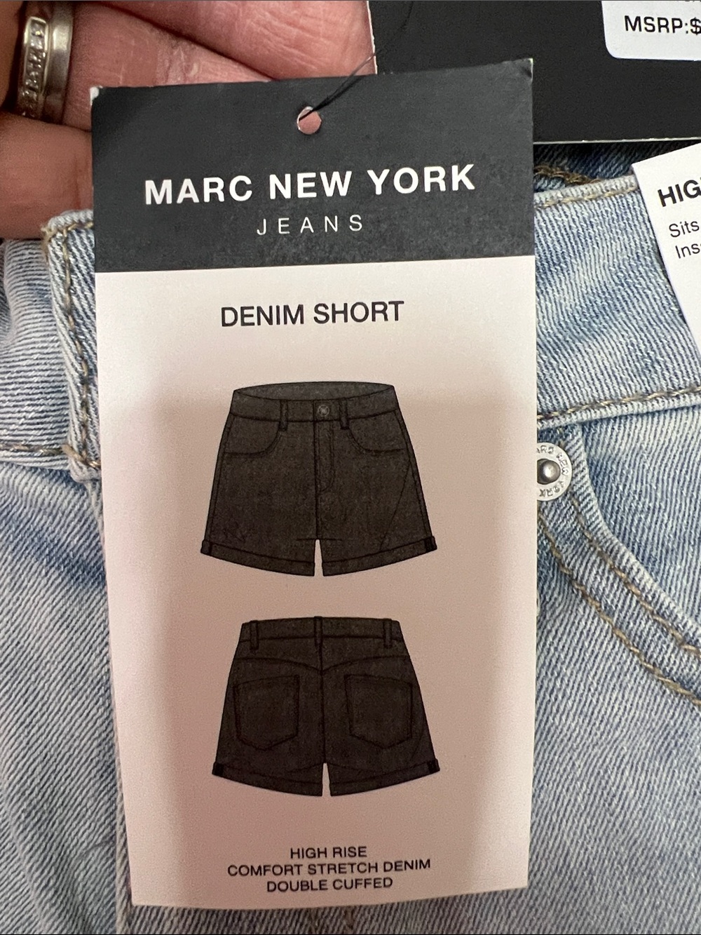 Marc New York Light Wash Denim Rolled-Hem Shorts - Picture 5 of 5